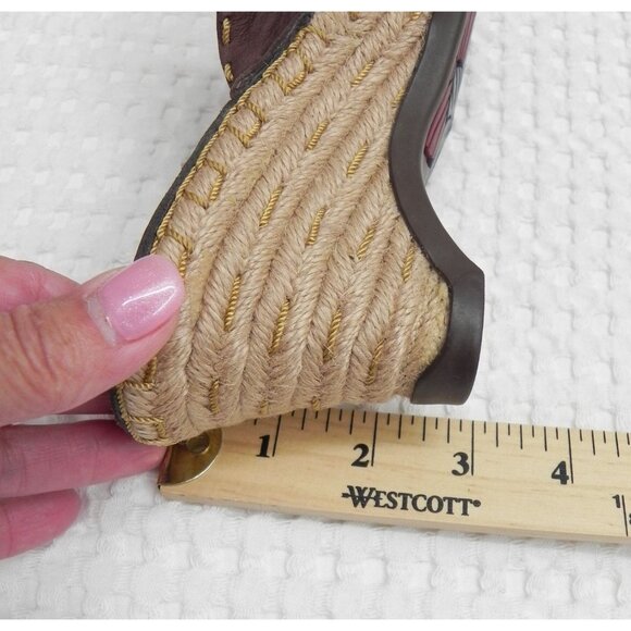 Indigo by Clarks Brown Leather Wedge Espadrille Jute Heel Women's Size 7 - Picture 11 of 11